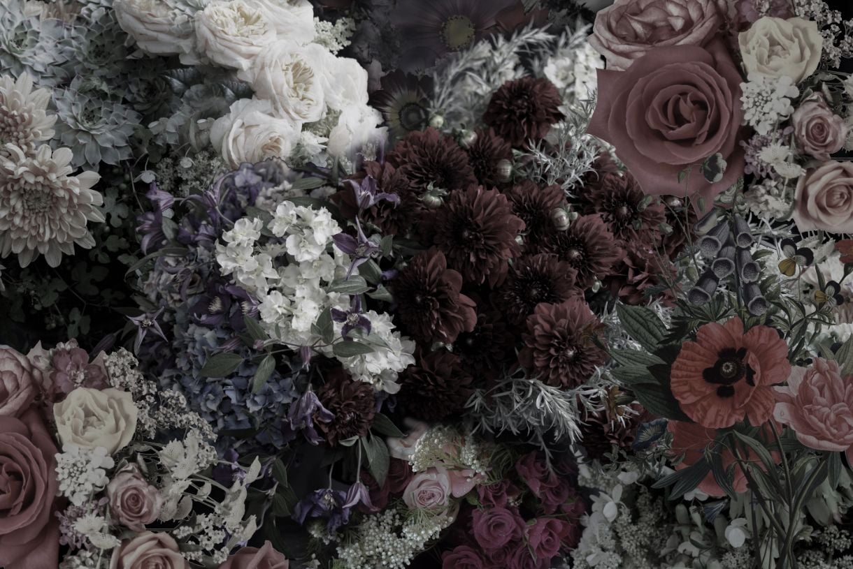 Dark Floral Wallpaper Mural
