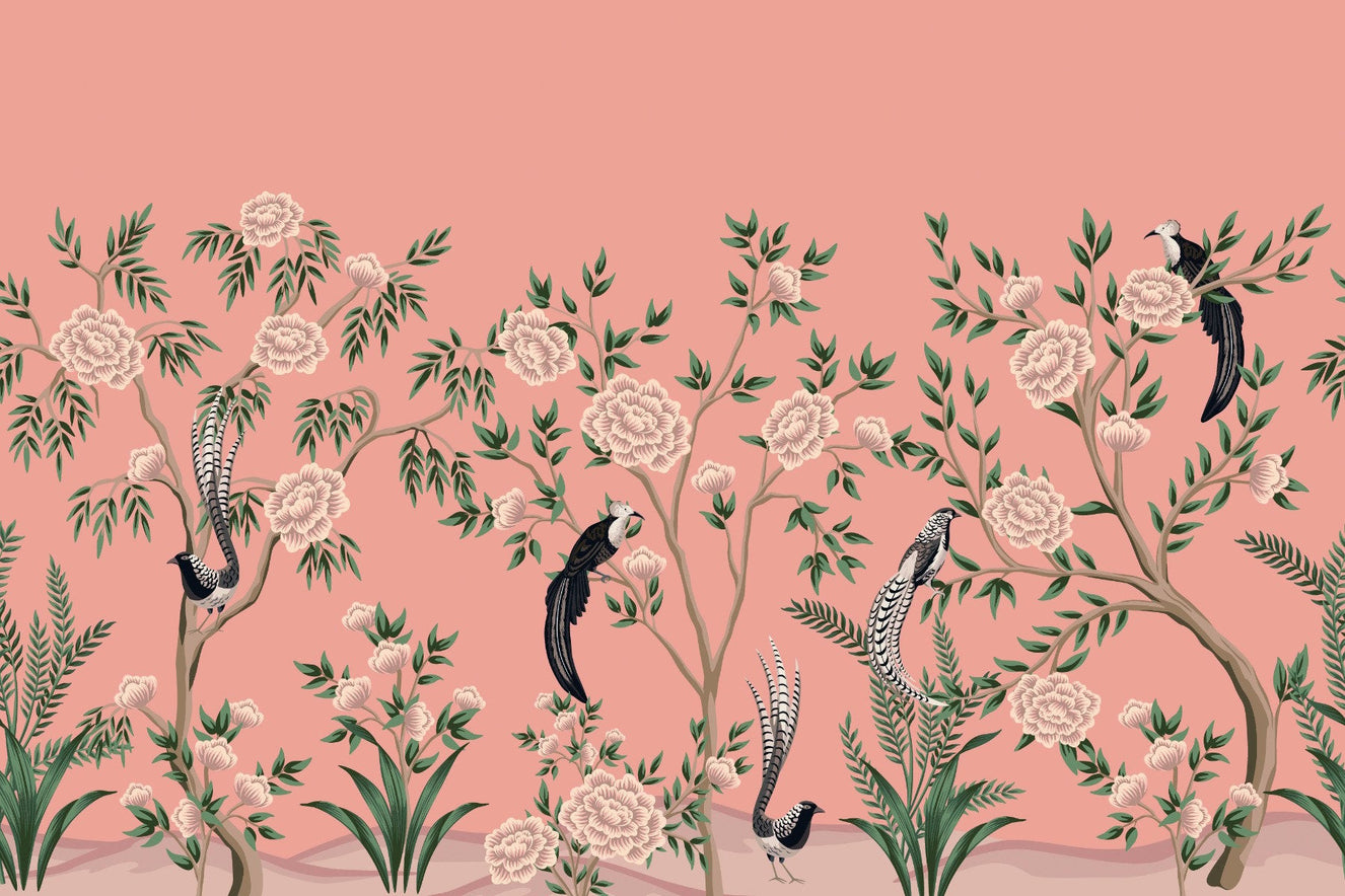 Vintage Chinoiserie Flower and Birds Wallpaper Murals