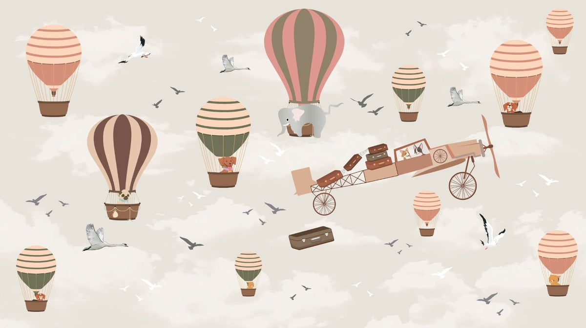 Whimsical Sky High Adventure Mural in your room — zoomed