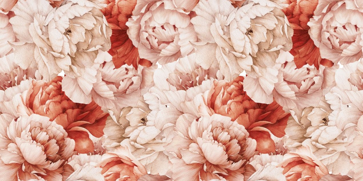 Watercolor Peonies Floral Wallpaper Mural