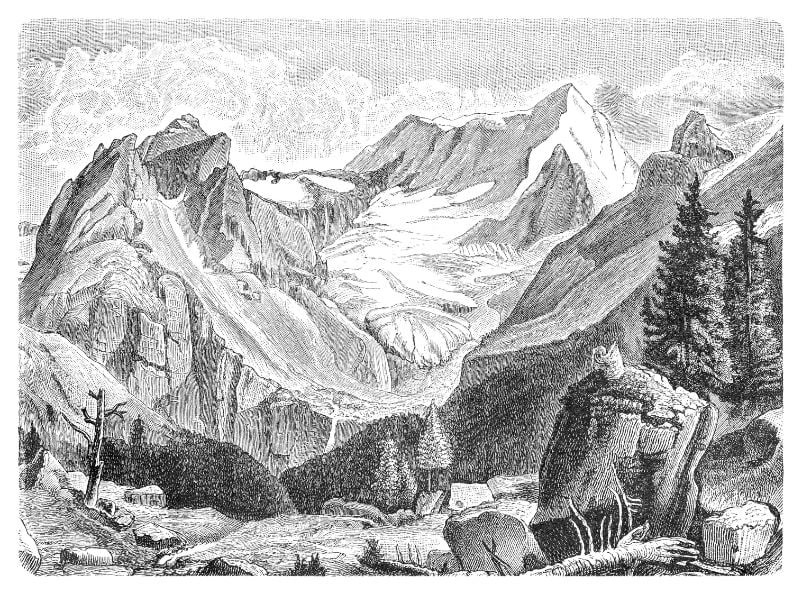 Vintage Mountain wallpaper mural in your room — zoomed