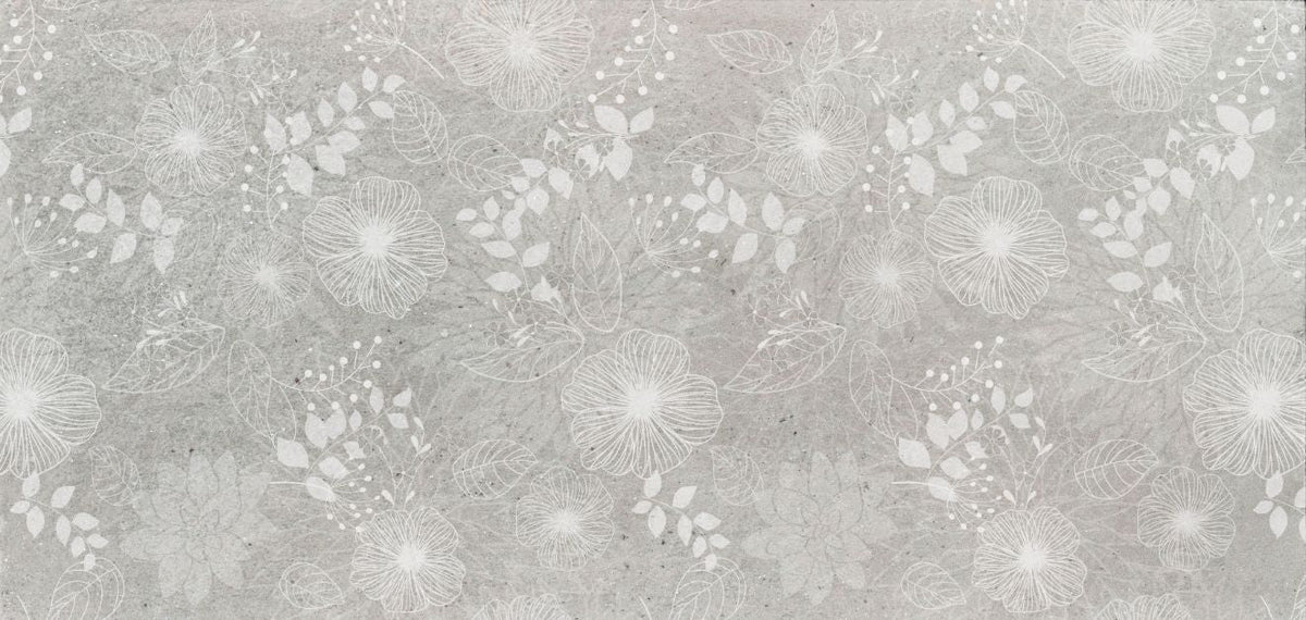 Elegant White and Gray Floral Wallpaper