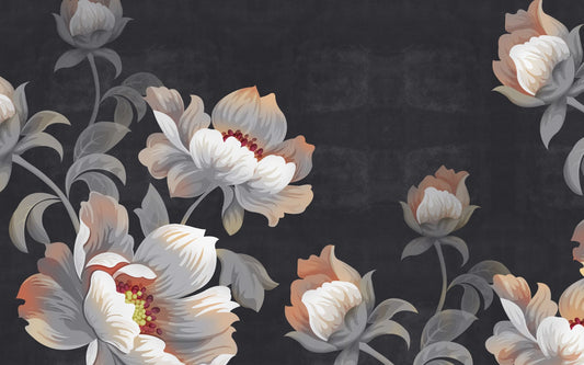 Flower On Dark Gray Grunge Background Wallpaper