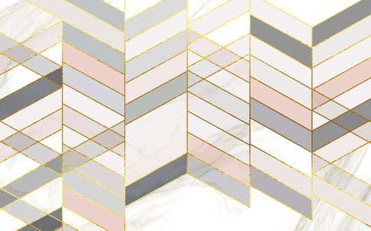 Geometric Shape Golden Effect Marble Wallpaper