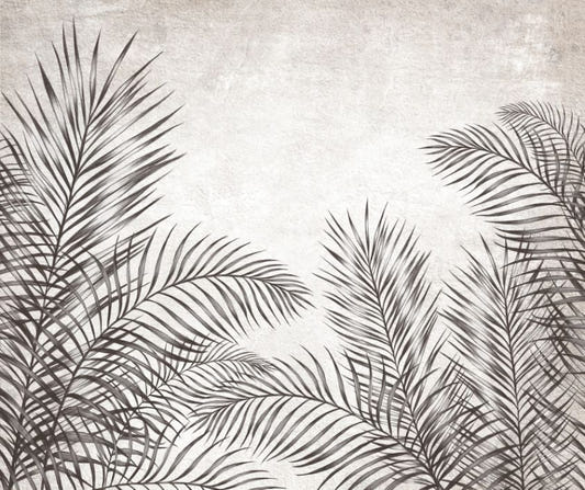 Brown Color Monochrome Tropical Palm Leaves Wallpaper