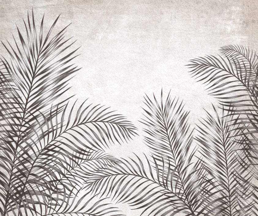 Brown Color Monochrome Tropical Palm Leaves Wallpaper