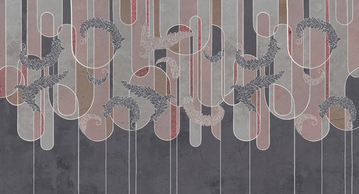 Geometric Baroque Concrete Grunge Art Deco Wallpaper in your room — zoomed
