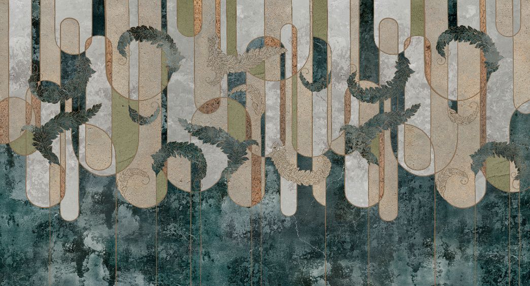 Geometry Green Concrete Wallpaper Murals