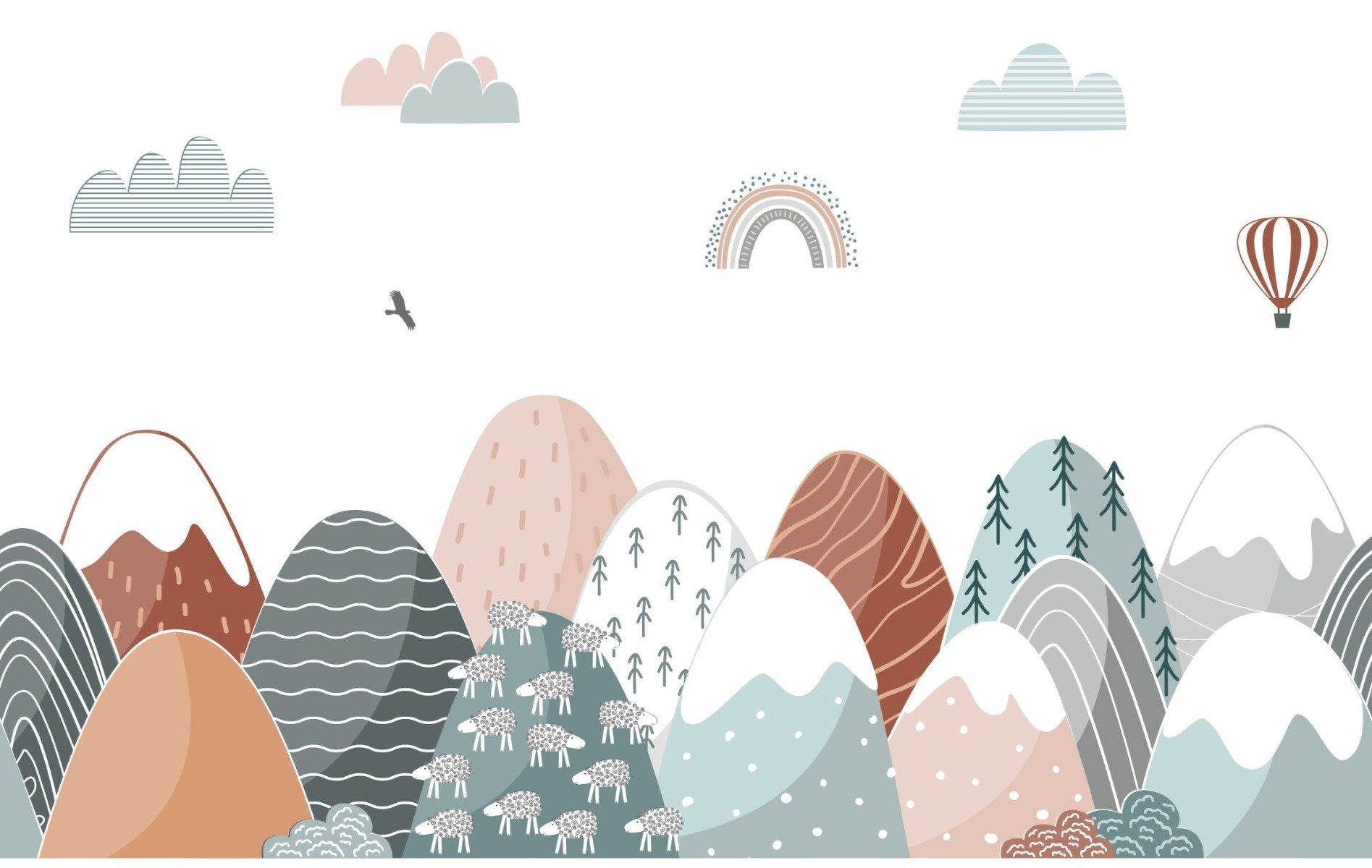 Colorful Mountains Scandinavian Style Wallpaper