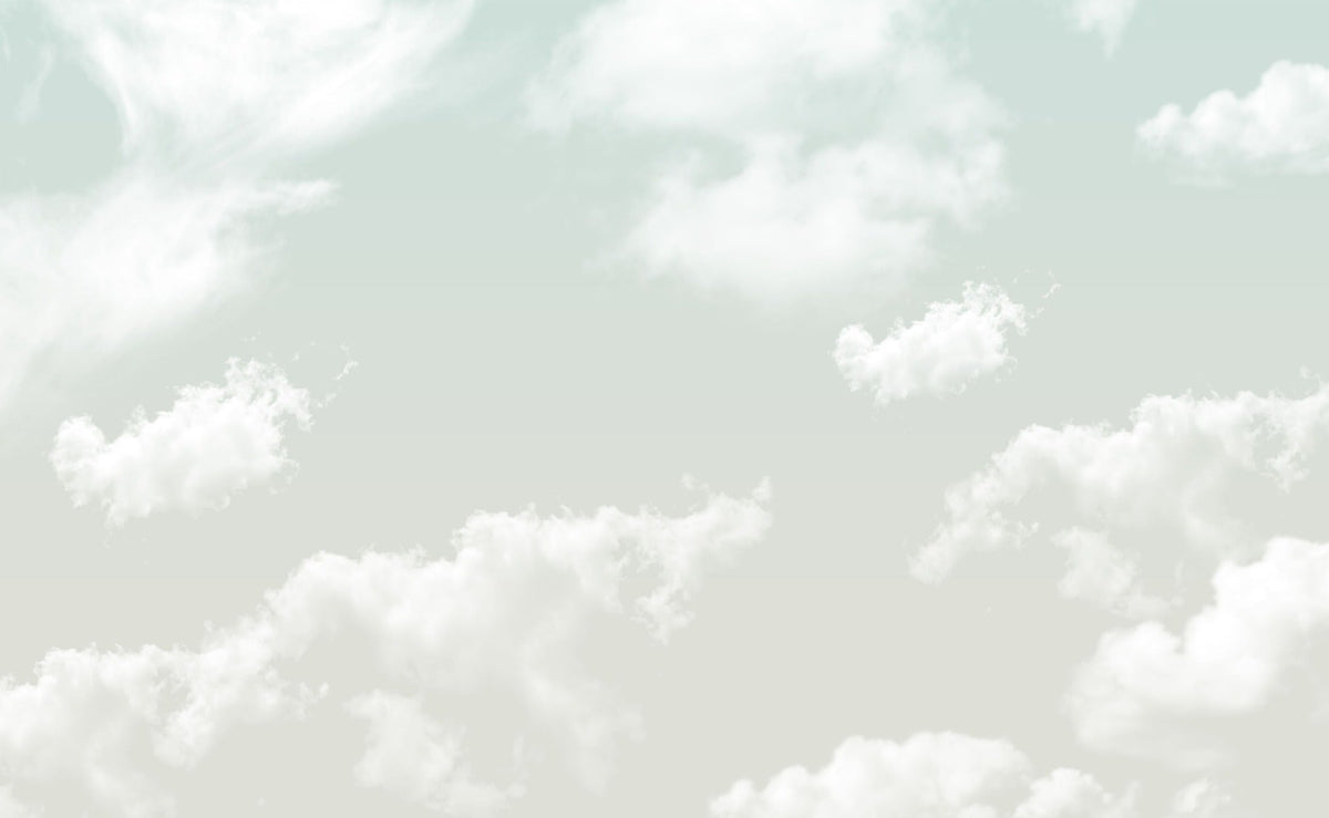 Sky & Cloud Design White Color Kids Room Wallpaper in your room — zoomed