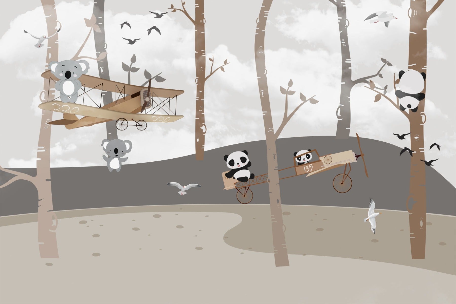 Cute Koalas and Pandas Wallpaper Murals