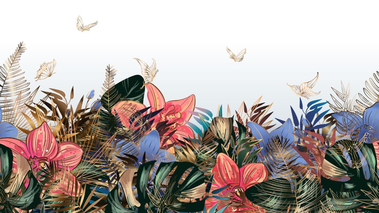 Tropical Leaves Green & Gold Wallpaper Murals