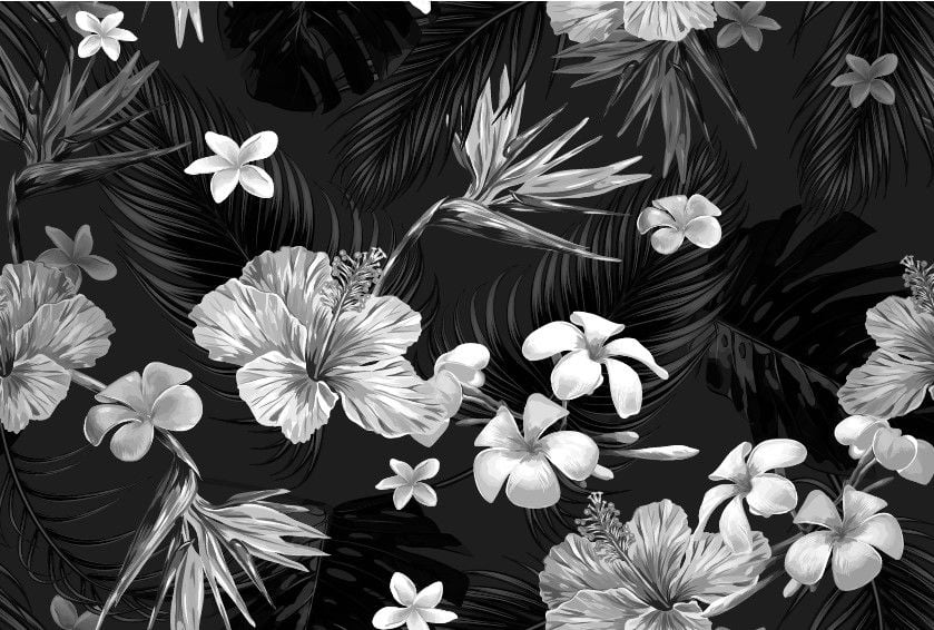 Floral Pattern Tropical Palm Leaves Wallpaper