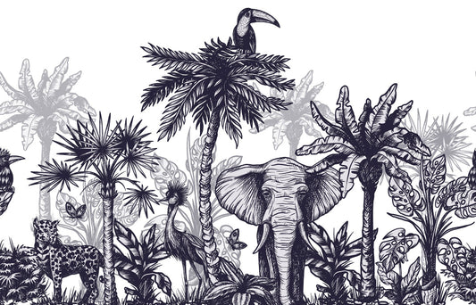 Sketchy Forest Jungle Animals Children Room Wallpaper Murals