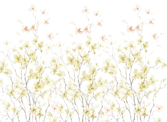 Watercolor Yellow Flowers Wallpaper Murals
