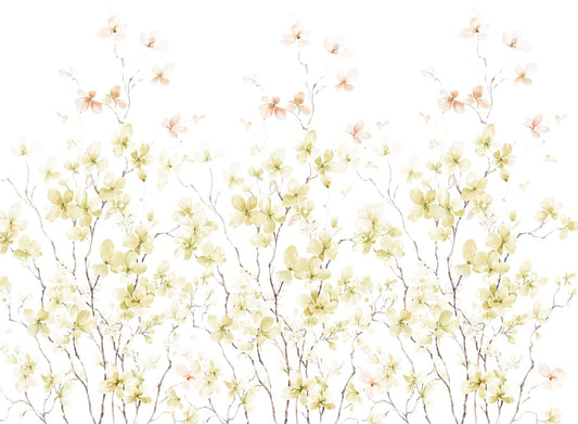 Watercolor Yellow Flowers Wallpaper Murals