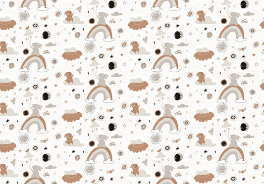 Bunny Rainbow Kids Room Wallpaper