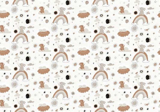 Bunny Rainbow Kids Room Wallpaper
