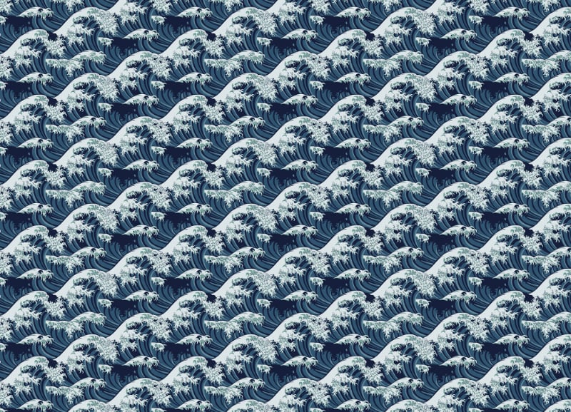 Japanese Wave Repeat Pattern wallpaper