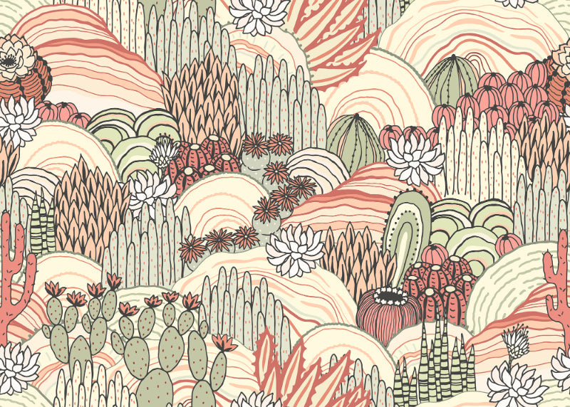 Multicolor Prickly Paradise Wall Murals