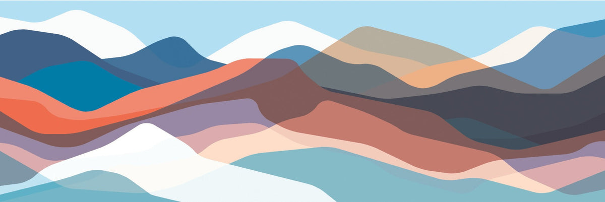 Abstract Multicolor Mountains Art Wallpaper in your room — zoomed