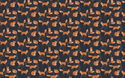 Red Fox Adventure Repeat Pattern Kids Wallpaper