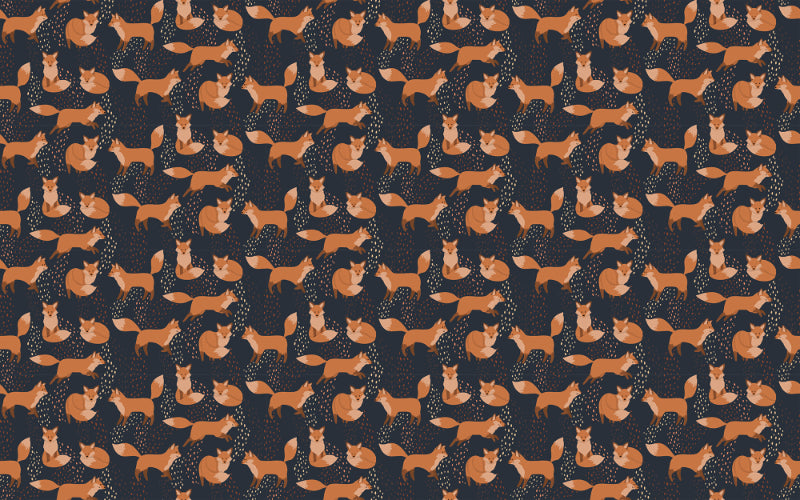 Red Fox Adventure Repeat Pattern Kids Wallpaper
