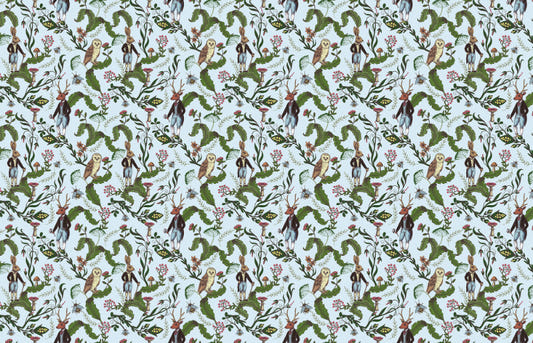 Animal Green Leaves Forest Nursery Wallpaper
