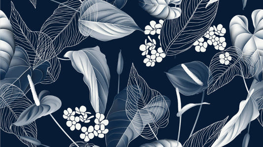Elegant Blue Leaves Wallpaper