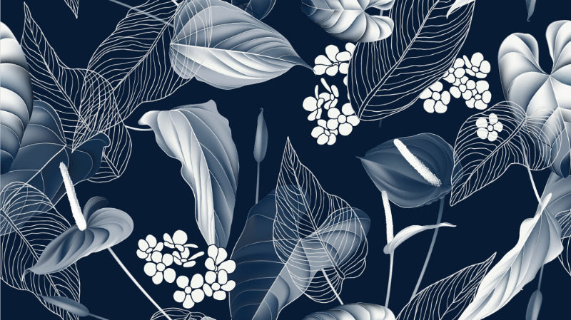 Elegant Blue Leaves Wallpaper