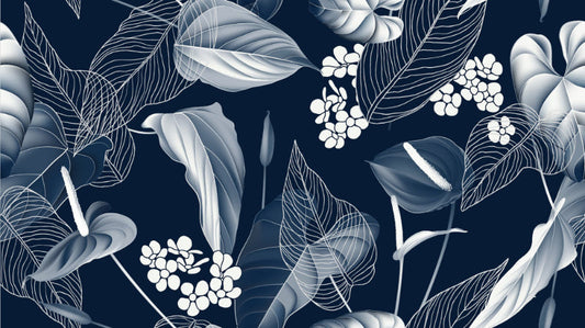 Elegant Blue Leaves Wallpaper