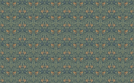 Green Color Retro Vintage Flowers Wallpaper