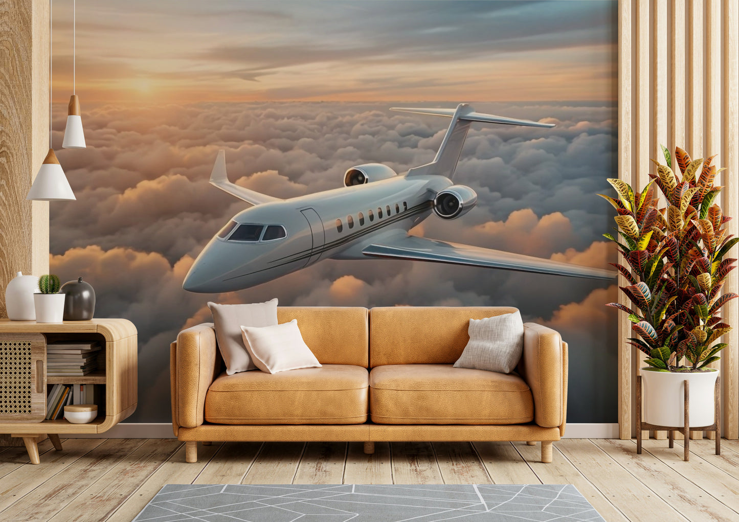 A wall mural of an abstract pattern.

