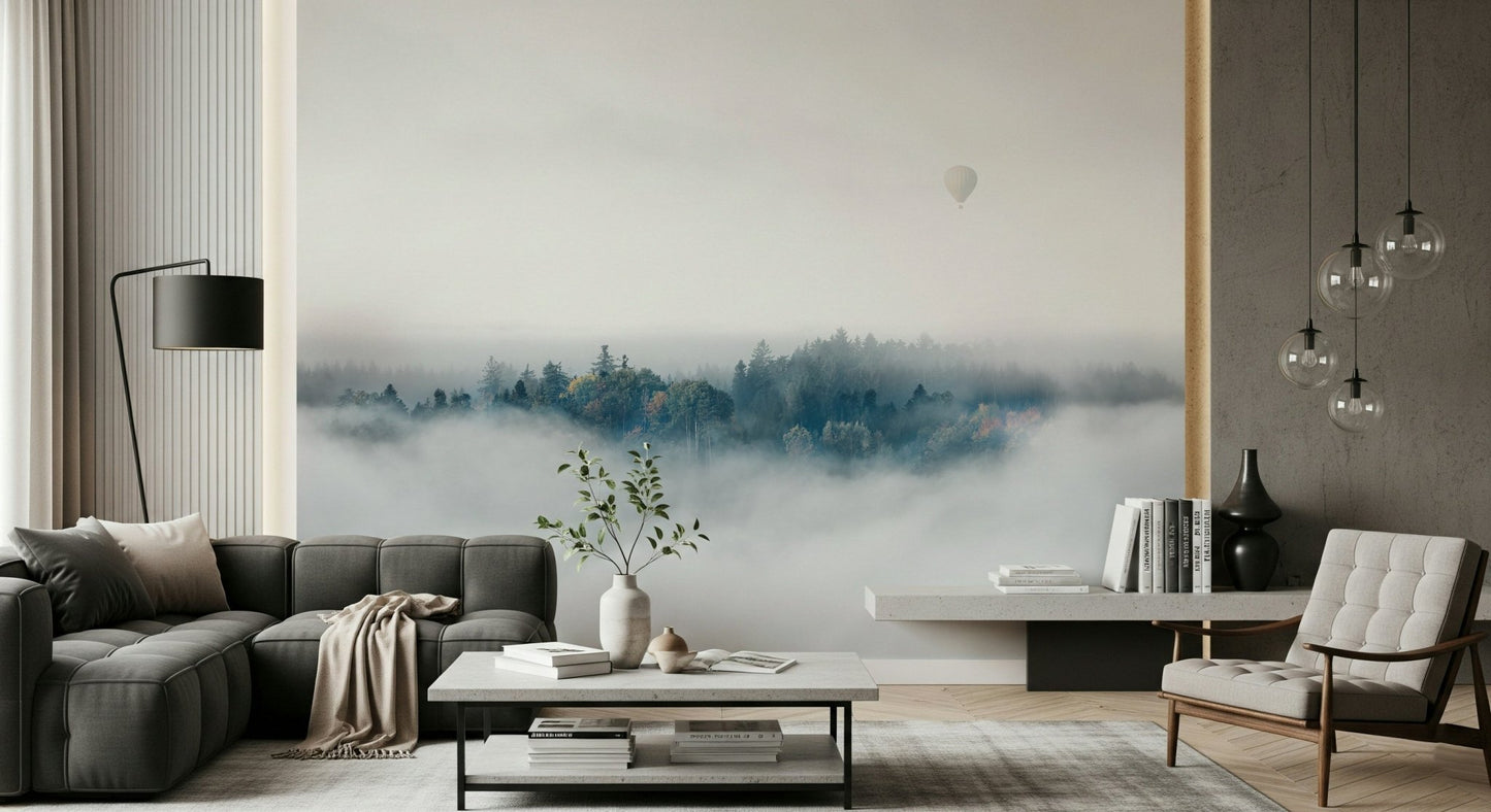 A graceful subtle pattern wall mural in cool, neutral tones.