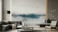 A graceful subtle pattern wall mural in cool, neutral tones.