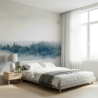 A beautiful wide-angle wall mural of a serene landscape.