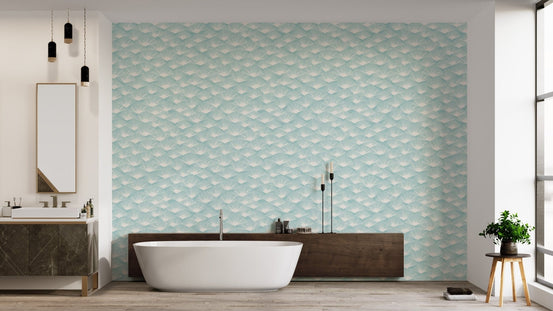 Artistic Abstract Aqua Fronds wallpaper for chic interiors. AN116
