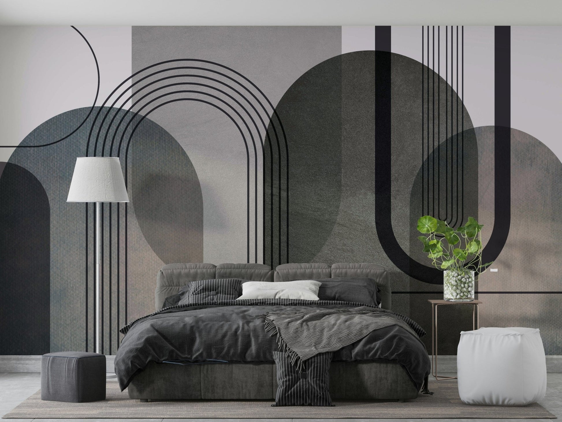 Soft tone abstract wall design

