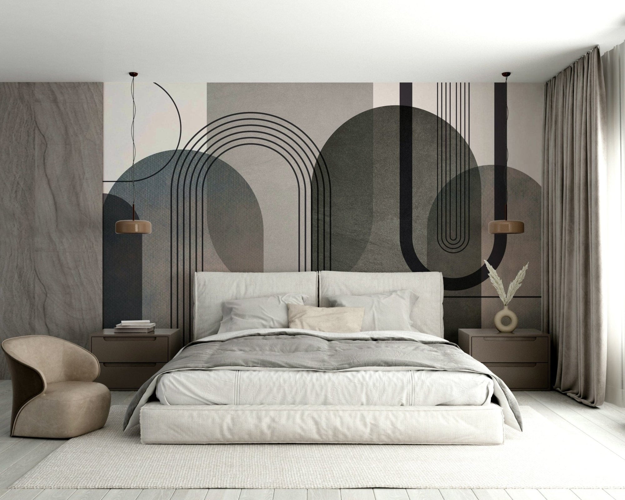 Abstract arches muted wall pattern GD316

