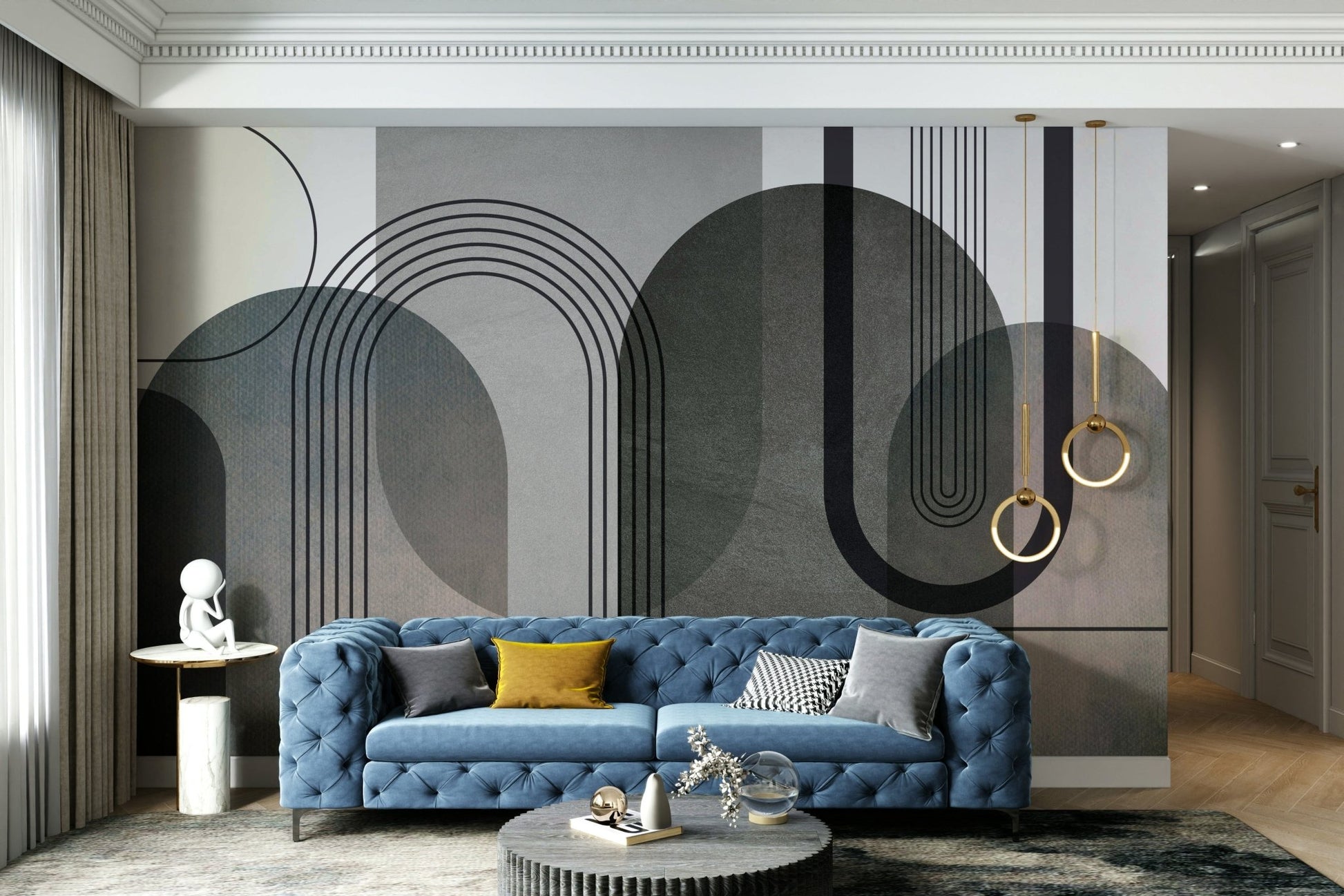 Calm pastel arch art background

