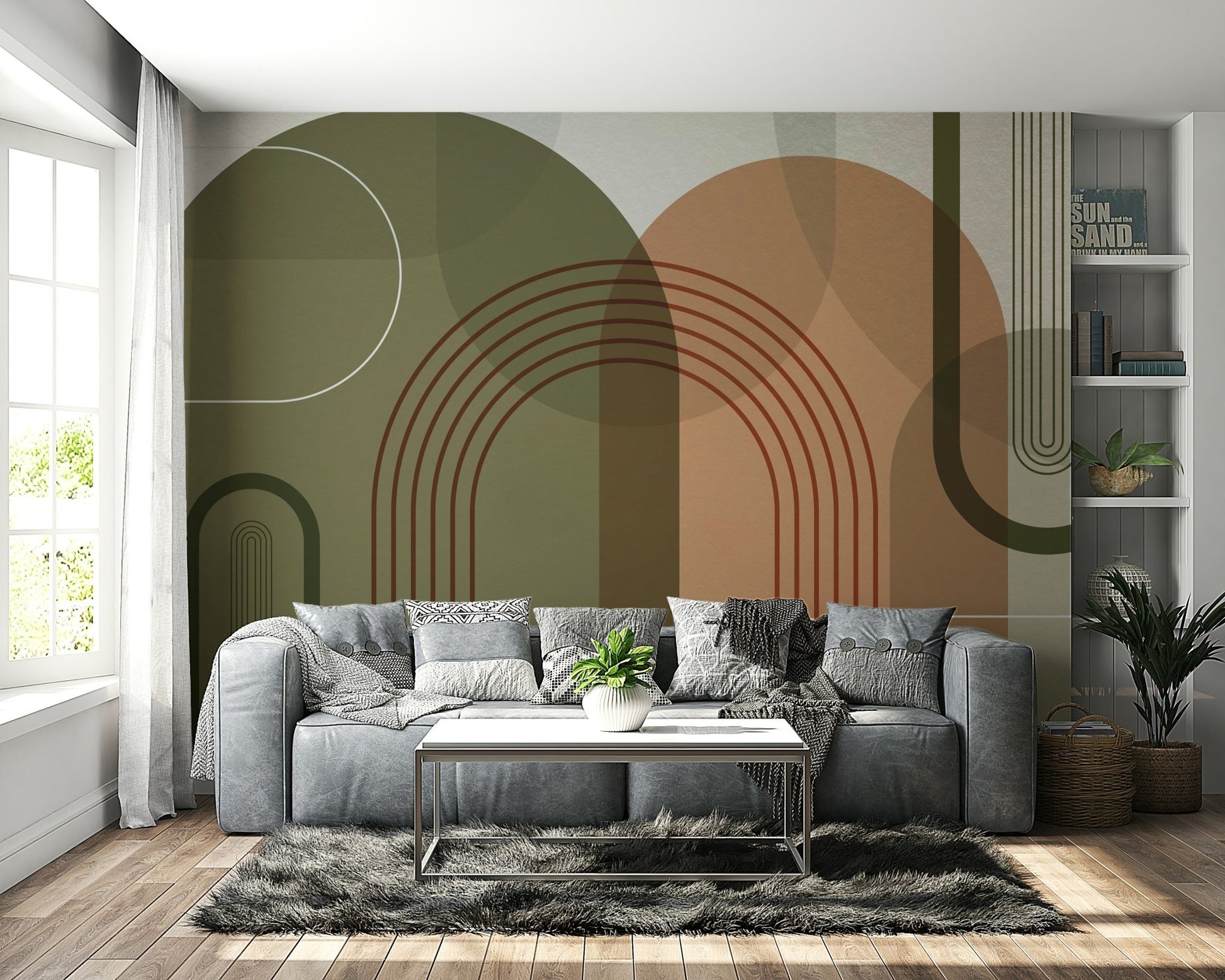 Geometric arch shapes wall mural

