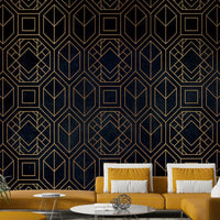 Charcoal black abstract Art Deco wall mural


