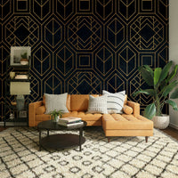 Sophisticated charcoal black Art Deco wall mural design

