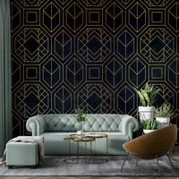 Elegant black Art Deco wall mural for a luxe look

