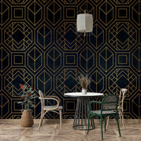 Bold charcoal Art Deco mural for stylish interiors

