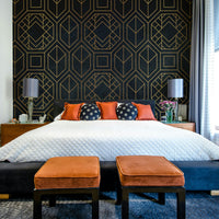 Art Deco black abstract wall mural for living rooms

