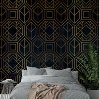 Abstract geometric Art Deco black wall mural

