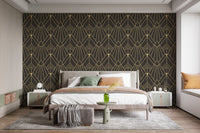 Easy removable gold art deco wallpaper design A945