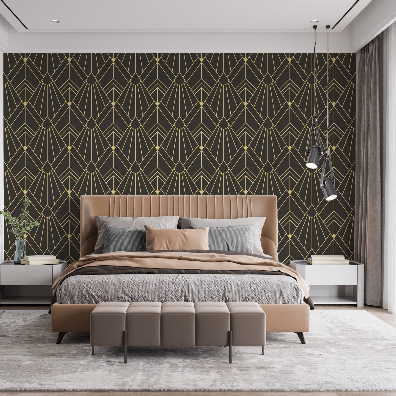 Abstract gold pattern art deco wallpaper
 A945