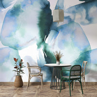 Blue abstract shapes wall mural
